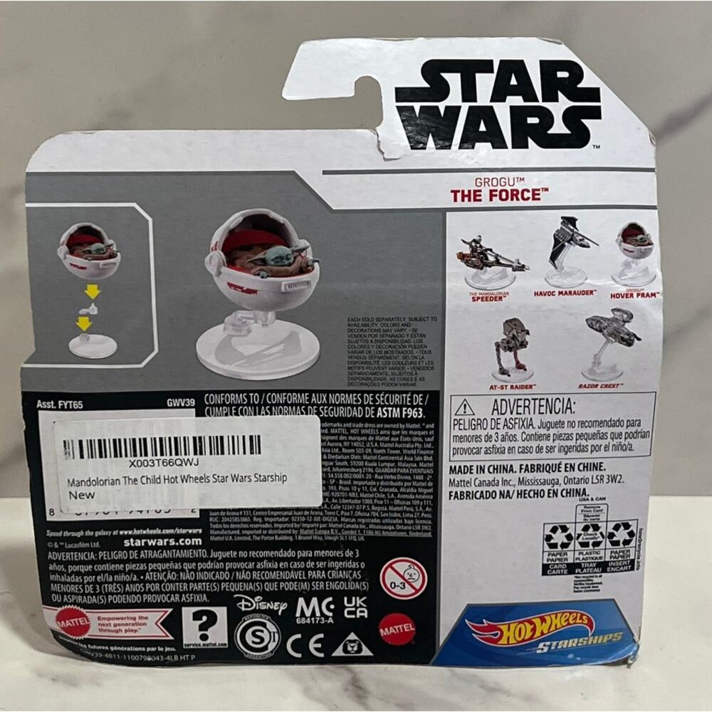 Hot Wheels Starships Star Wars Baby Yoda Grogu The Force Mandalorian SEALED! - Picture 4 of 4